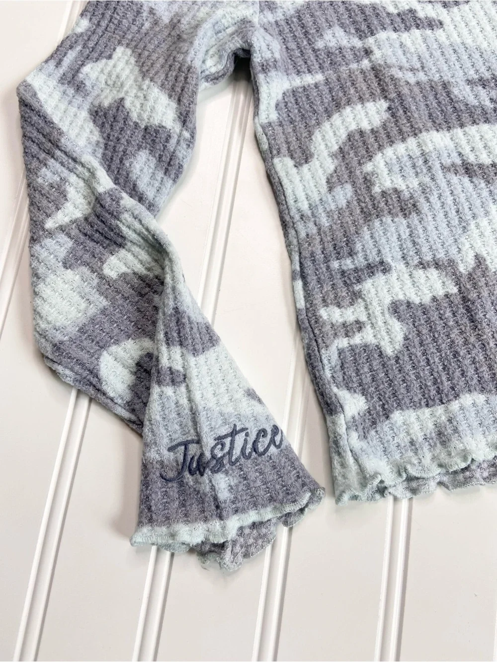 •Justice• waffle knit camo top